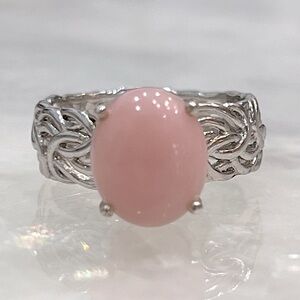 Peruvian Pink Opal Sterling Silver Openwork Band Ring